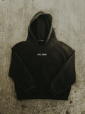Archive .01 Hoodie — front, washed black heavyweight fleece